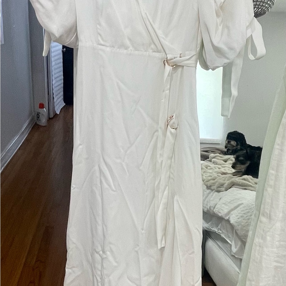 Cynthia Rowley White Maxi Dress- puffy sleeves